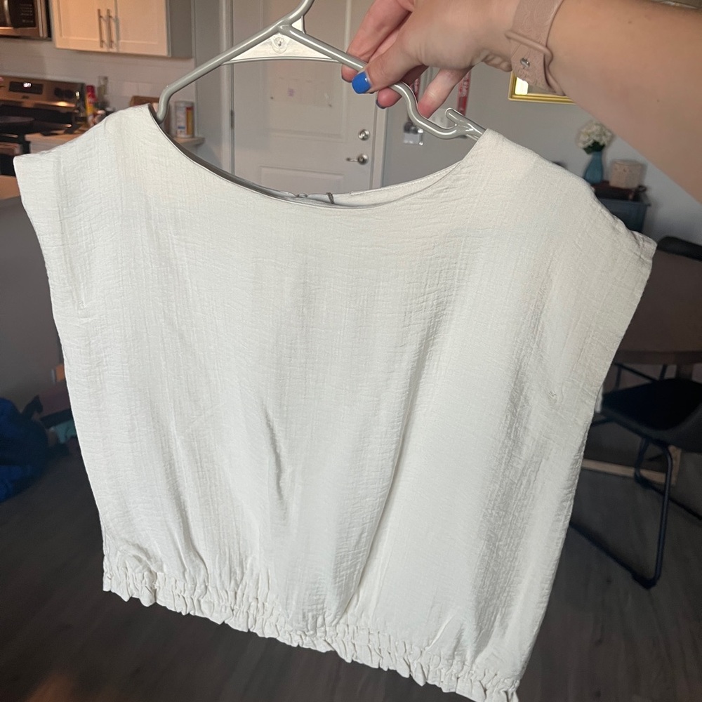 A New Day White Smocked Crop Blouse